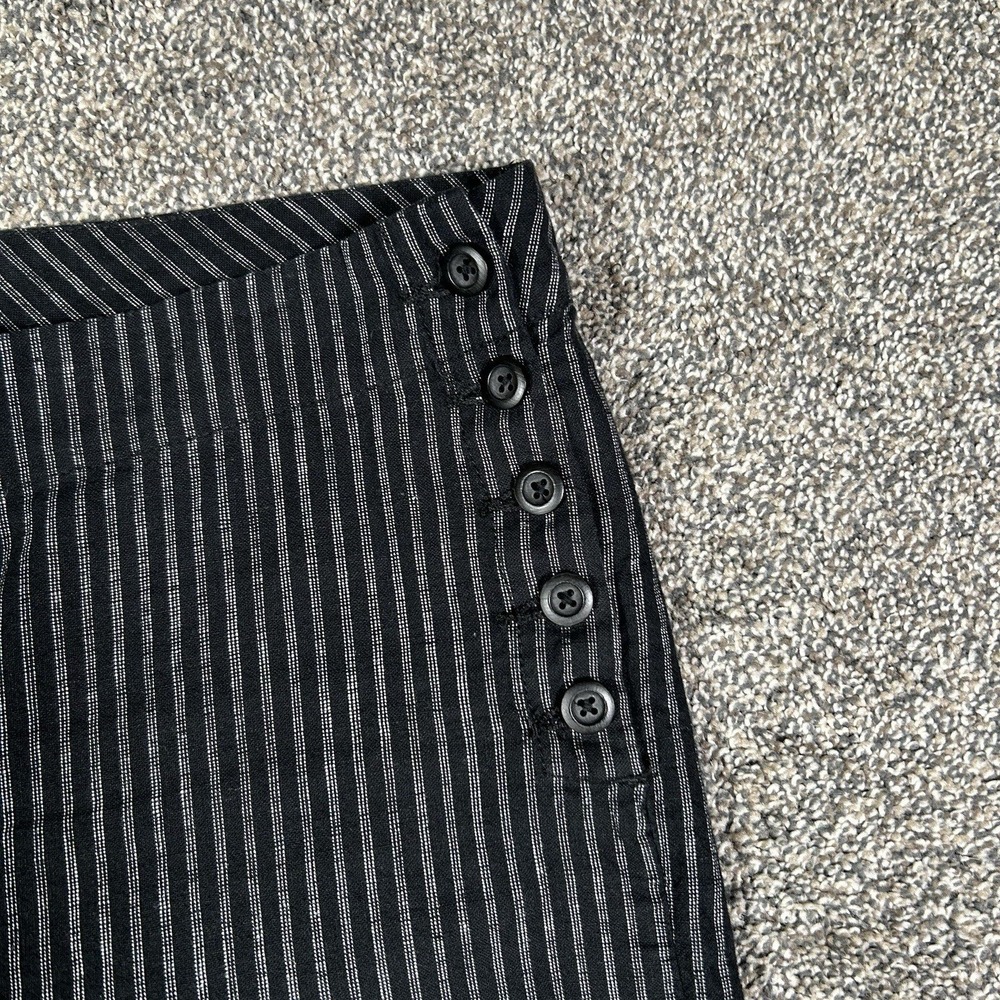 Sundance Black White Striped Linen Blend Side Button Pants Womens 8 Casual Work - Picture 3 of 11